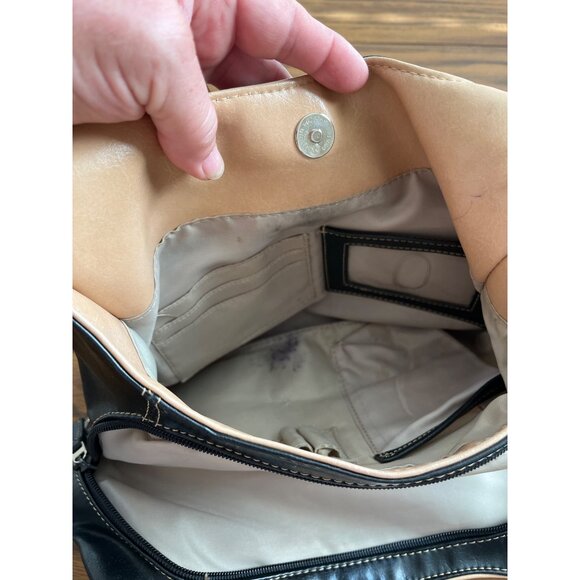 Nine West black cream zippered and snap bag with initial R - Picture 5 of 11